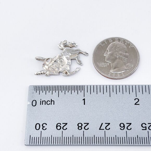 Vintage Sterling Silver 925 Prancing Unicorn Pendant - Picture 6 of 6